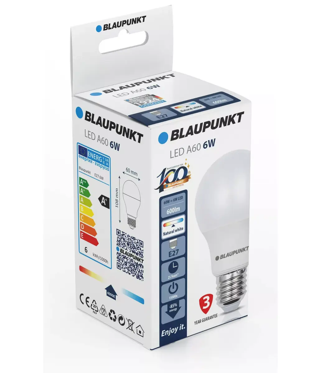 Светодиодная лампа BLAUPUNKT BLAUPUNKT-E27-6W-NW 6W 4000K Photo 2