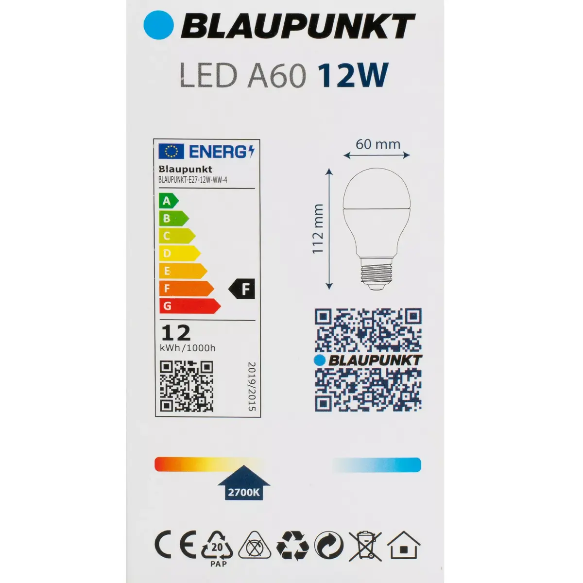 LED лампа BLAUPUNKT BLAUPUNKT-E27-12W-WW-4 12W Photo 3