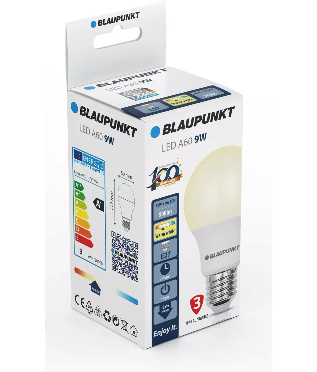 LED spuldze BLAUPUNKT BLAUPUNKT-E27-9W-WW 9W 2700K Photo 2
