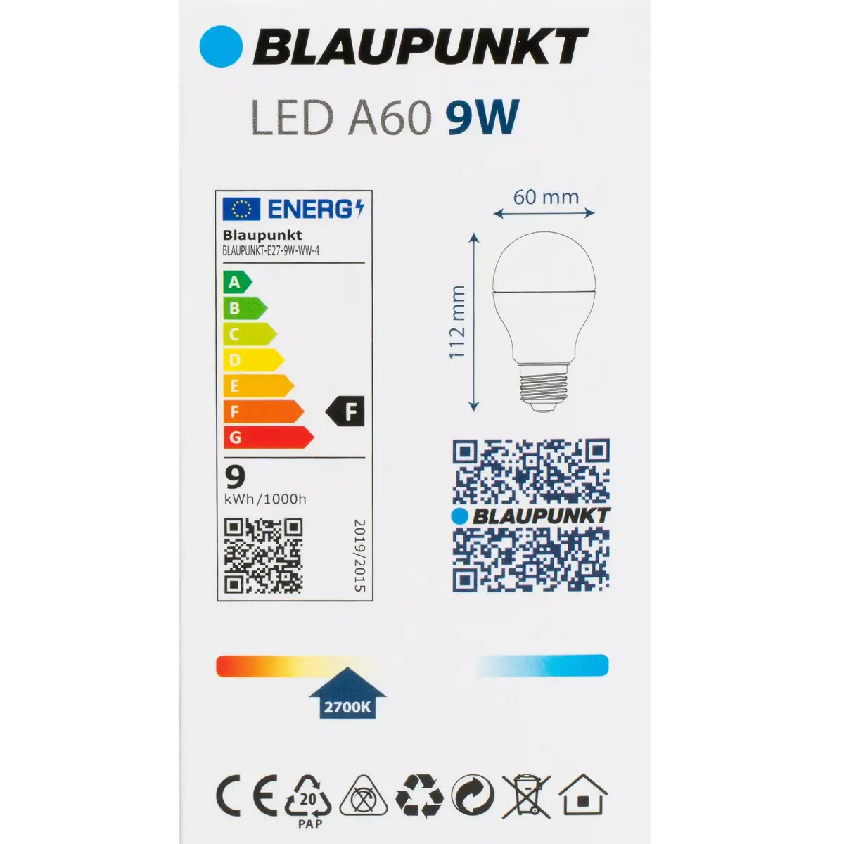 LED‑лампа BLAUPUNKT BLAUPUNKT-E27-9W-WW-4 Photo 3