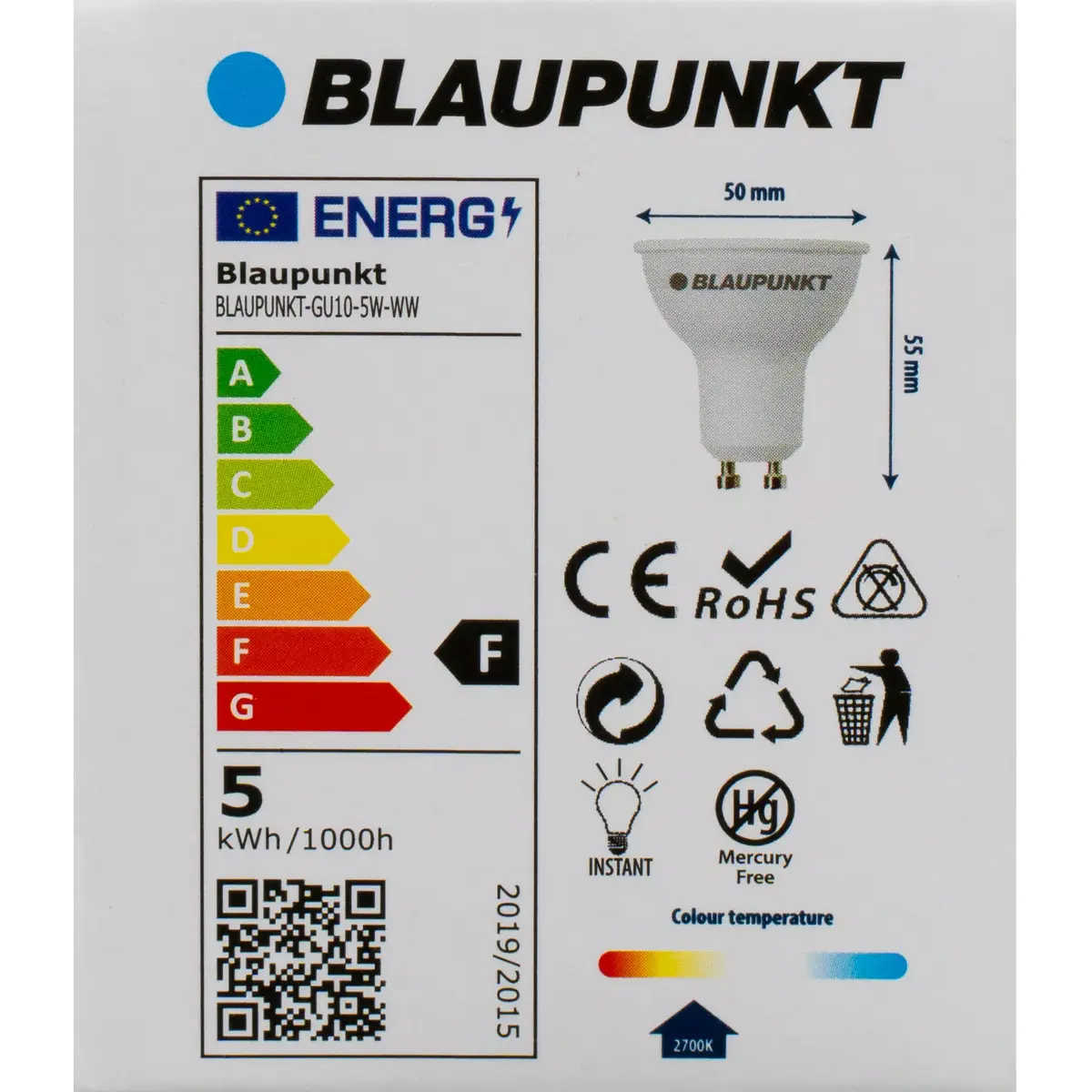 LED‑лампа BLAUPUNKT GU10 5W 2700K Photo 3