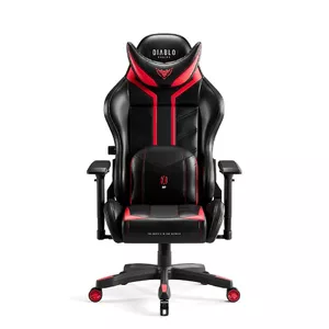 Ergonomiska spēļu krēsla Diablo Chairs X-RAY L melni-sarkans — regulējama augstuma, liels izmērs