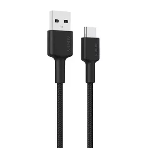 USB A to USB-C cable AUKEY CB-CD30 0.9 m — Black, braided, USB PD 3.0, 0.48 Gbit/s