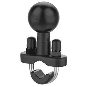 RAM Mounts Handlebar U-Bolt Base for Rails 0.5 to 1 Inch in Diameter RAM-231U Aluminium Black 3.81 cm Ball Diameter