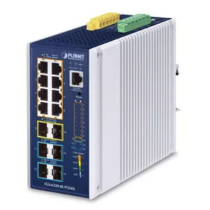 Управляемый коммутатор PLANET Industrial L3 8-Port Gigabit PoE Aluminium Blue