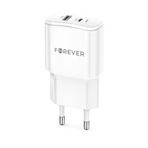 forever TC-01-20AC PD QC charger — 1× USB‑C, 1× USB‑A, 20W, white