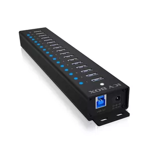 ICY BOX 17-портовый хаб USB 3.2 Gen 1 Type-A 5000 Mbit/s Черный