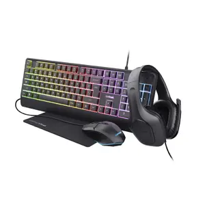 Игровой комплект Trust GXT 792 QUADROX Клавиатура и Мышь Проводной USB Полноразмерный US English QWERTY LED Подсветка Черный