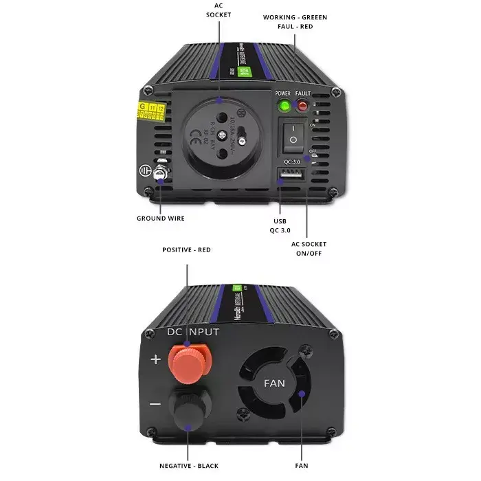 QOLTEC Monolith 600 MS Wave 12В→230В 600Вт инвертор Photo 5