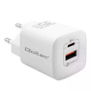 Зарядное устройство QOLTEC 50763 — настенное AC 35W, USB-C PD 3.0 + USB-A, 5–20 В, белое