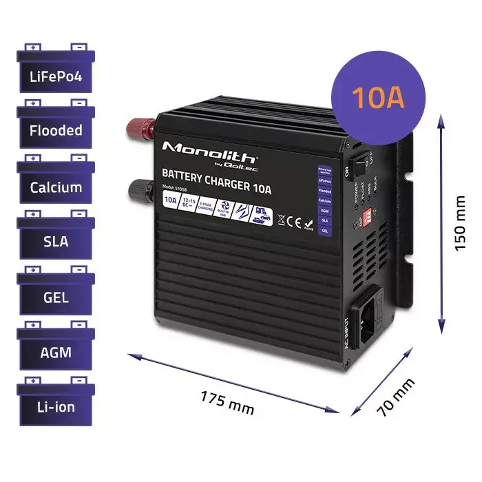 Lādētājs QOLTEC Monolith 10A 12V Photo 3