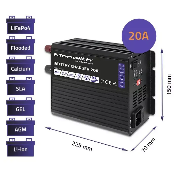 Зарядное устройство QOLTEC Monolith 20A 12V Photo 3