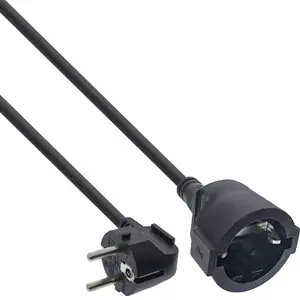 InLine Power Extension Cable Type F angled black 15m
