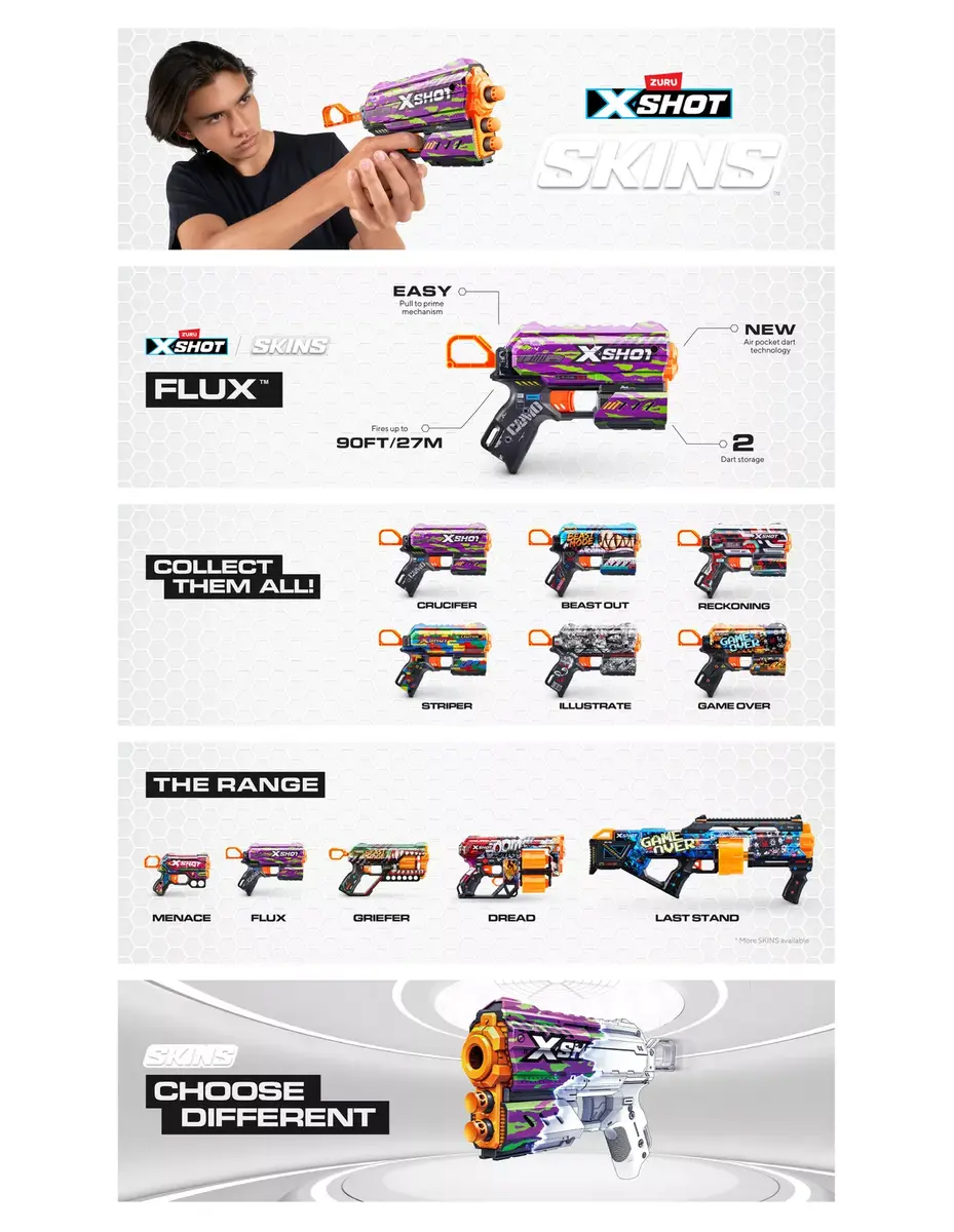 Игрушечный бластер ZURU XSHOT Skins Flux Dart Blaster Photo 11