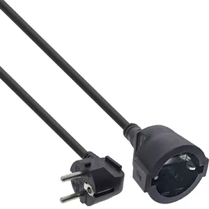 InLine Power Extension Cable Type F angled black 1m