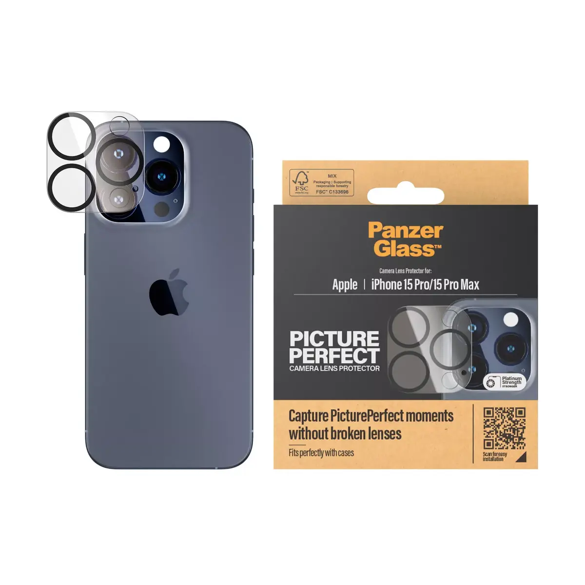 Kameras objektīva aizsargstikls PanzerGlass iPhone 15 Pro 15 Pro Max Photo 2