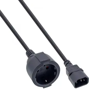 Power cable InLine B-16659K 0.5m C14 coupler Power plug type F