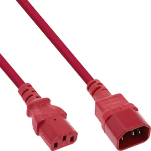 InLine B-16502R strāvas kabelis Sarkans 2 m C13 savienotājs C14 savienotājs