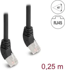 Сетевой кабель DeLOCK RJ45 Cat.6A S/FTP 45° угловой 0.25 м черный