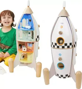 Wooden Rocket Toy set Classic World CW50528 — rocket playset with figures
