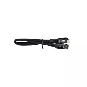 Leba geflochtenes MFI Flachkabel| USB-A auf Lightning| 1.2m| schwarz| 1,2 m Melns