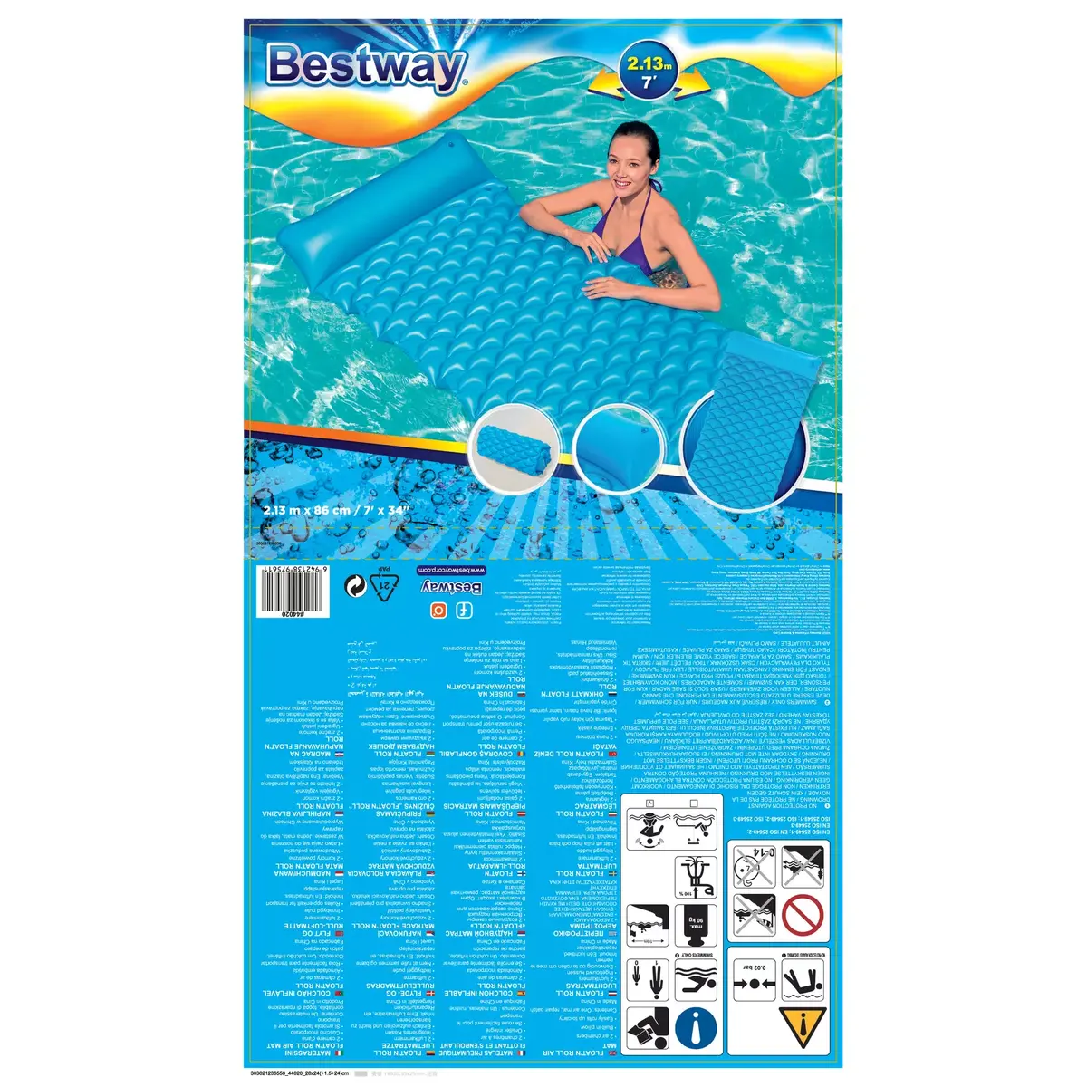 Peldēšanas matracis Bestway Inflatable Float'N Roll Air Mat Photo 39