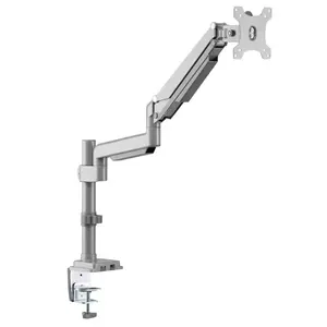 Monitor arm EATON DDR1732SAL — single gas-spring desk mount for 13–34" displays, clamp or grommet, USB & audio, aluminum, silver