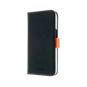 Чехол-книжка Insmat для Apple iPhone 15, черный и оранжевый