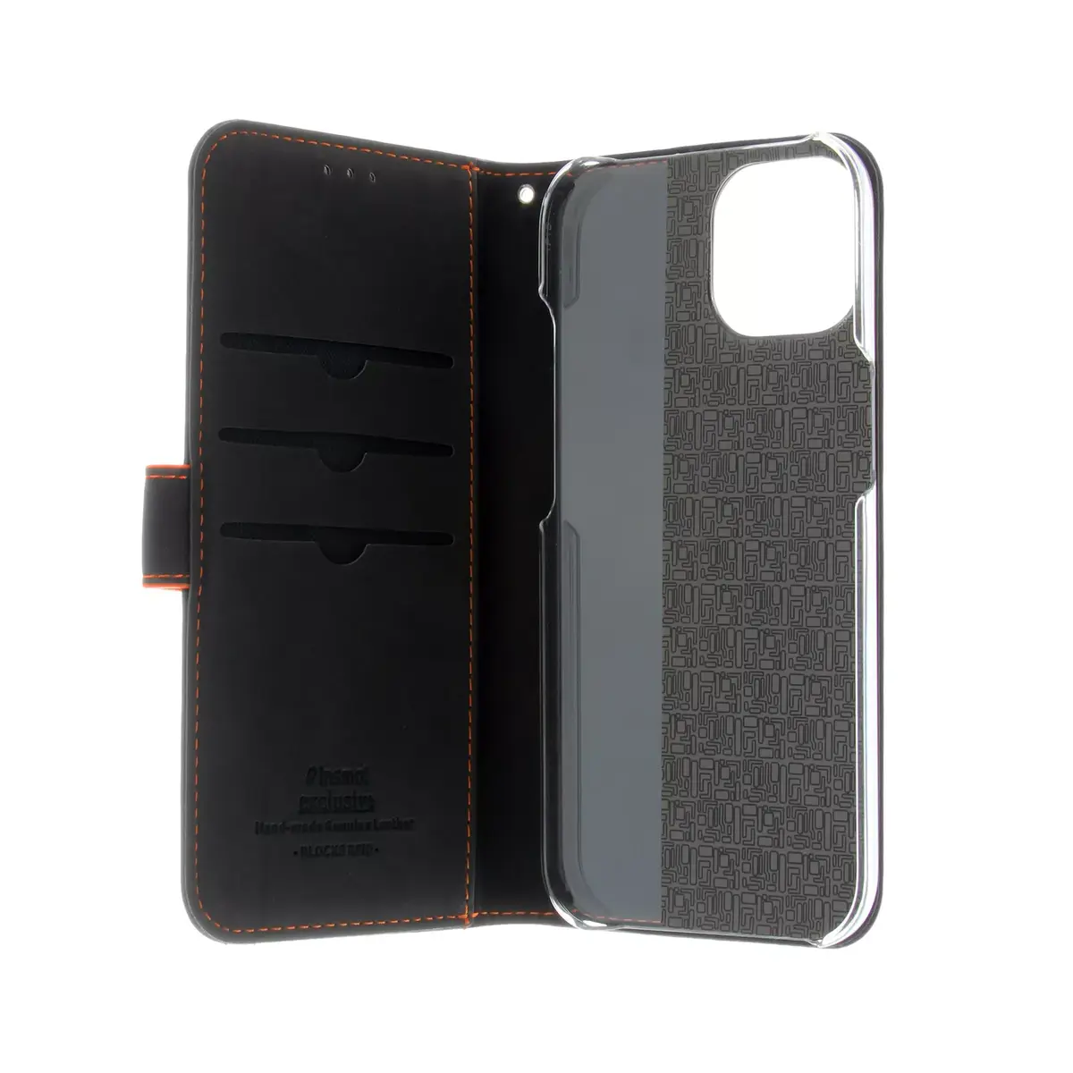 Чехол-книжка Insmat для Apple iPhone 15 - черный/оранжевый Photo 3