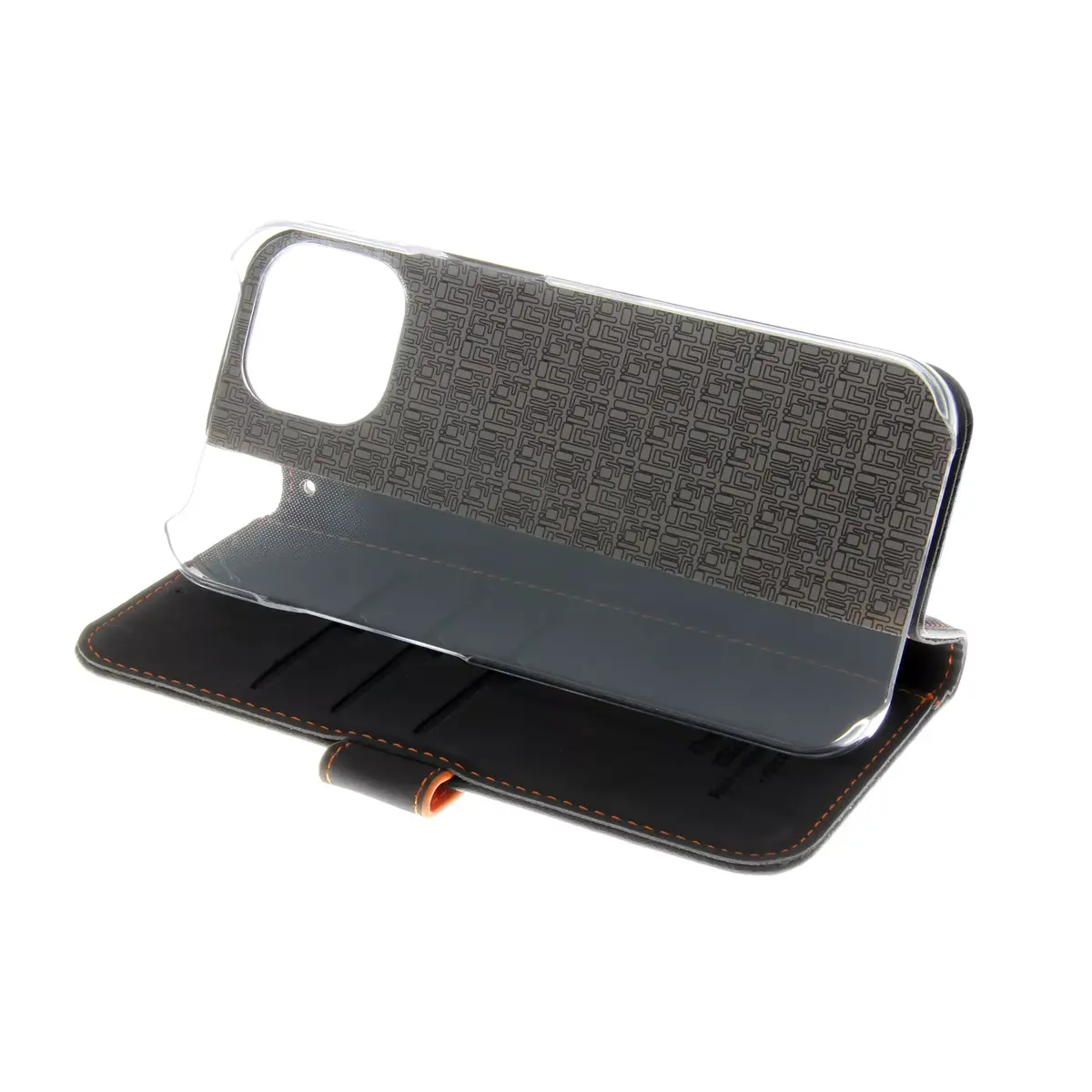 Чехол-книжка Insmat для Apple iPhone 15 - черный/оранжевый Photo 4