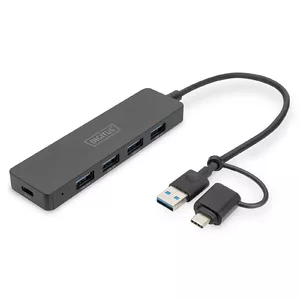 Digitus DA-70235 interfeisa centrmezgls USB 3.2 Gen 1 (3.1 Gen 1) Type-A + Type-C 12000 Mbit/s Melns