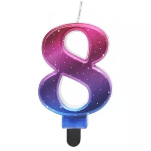 Cake candle topper GoDan MLG174724 8 cm pink-blue-violet ombre