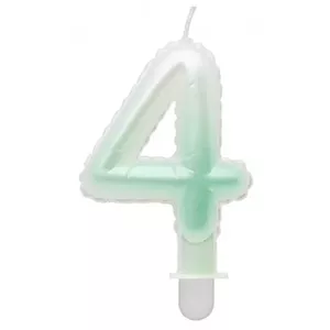 Cake candle topper GoDan Number 4 MLG175042 — white to green ombre, 7 cm