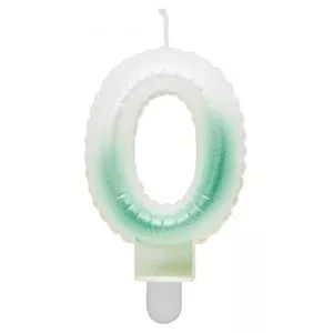 Cake candle topper GoDan MLG174960 Number 0 7 cm white–green ombre