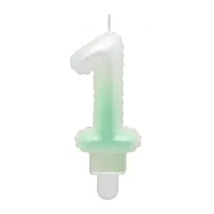 Cake candle topper GoDan MLG174984 White Green Ombre, 7 cm height