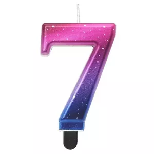 Cake candle topper GoDan MLG174700 — number 7, pink-blue-violet ombre