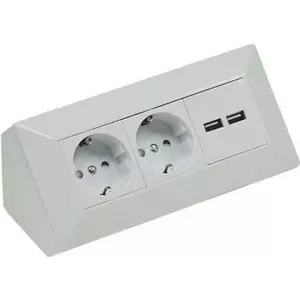 Power strip CHILITEC 22141 — 2 sockets, 2x USB, 230V 16A, silver