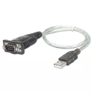Кабель-конвертер USB-A — Serial (DB-9) MANHATTAN 205146M, USB A (м) — DB-9 (м), 0.45 м, 24 AWG, чёрно-серый