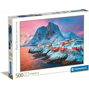 Пазл 500 элементов Clementoni Hamnoy Village – 500 деталей, изображение деревенского пейзажа