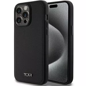 Hardcase Tumi for iPhone 15 Pro Max 6.7" Black Leather Ballistic Pattern MagSafe