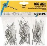 Blind rivet assortment GESIPA 100 pcs model 1433667 (mixed sizes, aluminium/steel)