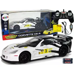 LEANToys remote control racing car 1:18 scale Corvette C6.R white 2.4 GHz with lights
