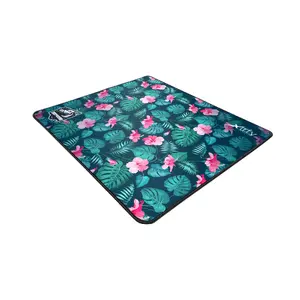 Gaming mouse pad XTRFY GP1 Tropical — cloth surface, 460×400 mm, stitched edges, non-slip base