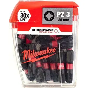 Screwdriver Bits MILWAUKEE PZ3 x 25 mm, pack of 25, accessory for impact drivers (MIL 4932430869)