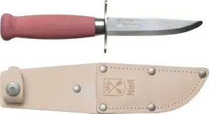 Bērnu nazis ar fiksētu asmeni Morakniv Scout 39 Safe, bordinis, ādas maksts, dubults pirkstu aizsargs