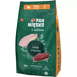 Сухой корм для собак pan miĘsko PAN MĘSKO Индейка и Утка 9 кг, взрослым, белок 30%, жир 20%, без глютена и сои