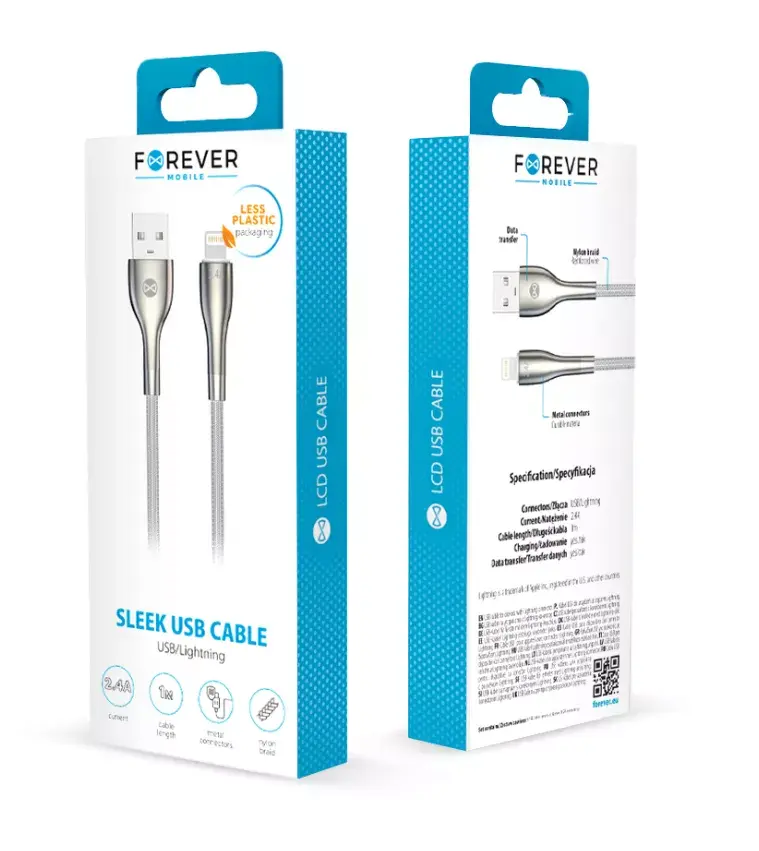 Кабель USB Lightning forever Sleek 1 м 2,4 А Photo 2