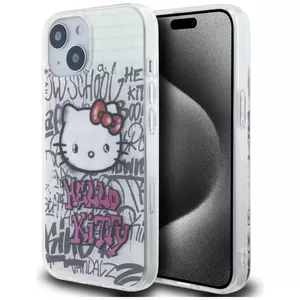 Hardcase phone case HELLO KITTY for iPhone 15 6.1, IML Kitty On Bricks Graffiti White