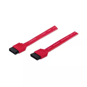 Manhattan SATA Data Cable, 7-Pin, 50cm, Male to Male, 6 Gbps, Red, Lifetime Warranty, Polybag