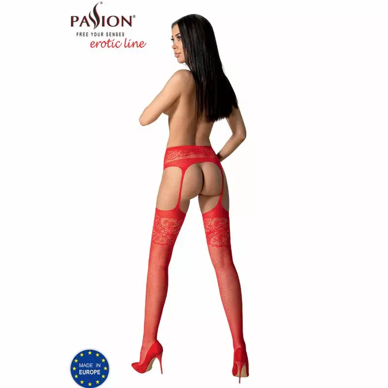 Чулки PASSION S029 красные One Size Photo 4